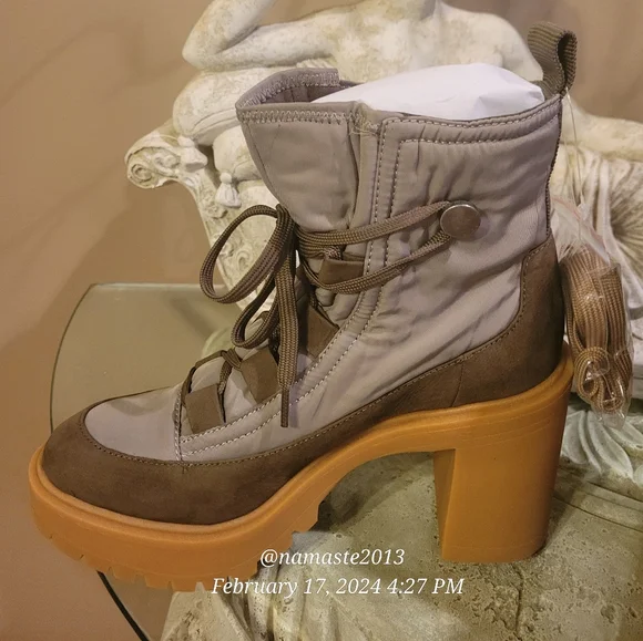 Dolce Vita Celida Ankle Heeled Combat Hiking Moto Boot Lug Sole Leather #724 - Picture 7 of 17